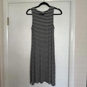 Old Navy Women's Size Small Black White Stripe Tank Dress Crew Neck Sleeveless
